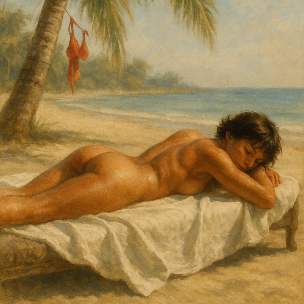 Kaia sunbathes